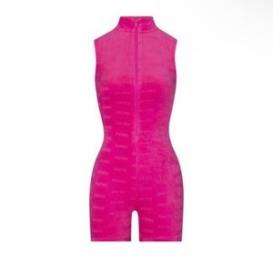 SKIMS Skims Logo Velour Onesie Hot Pink XL